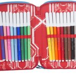 Astuccio 3 Zip Marvel Spiderman Homecoming Attrezzato Con Penne Matite Pennarelli Nero Blu Rosso 0 3