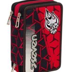 Astuccio Scuola Seven Dice Boy 3 Scomparti Pennarelli Matite Gomma Ecc Rosso 0