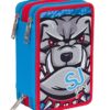 Astuccio Scuola Seven Sj Animals 3 Scomparti Pennarelli Matite Gomma Ecc Blu Rosso 0