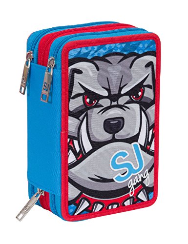 Astuccio Scuola Seven Sj Animals 3 Scomparti Pennarelli Matite Gomma Ecc Blu Rosso 0