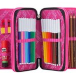 Astuccio Scuola Seven Sunflower 3 Scomparti Pennarelli Matite Gomma Ecc Rosa Azzurro Nero 0 0