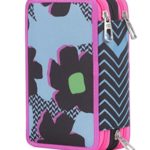 Astuccio Scuola Seven Sunflower 3 Scomparti Pennarelli Matite Gomma Ecc Rosa Azzurro Nero 0 4