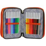 Astuccio Scuola Seven Tribal Boy 3 Scomparti Pennarelli Matite Gomma Ecc Nero Giallo 0 2