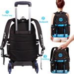 Asdomo Zaino Trainabile Valigia Zaino Con Le Ruote Trolley Cartella Per La Scuola Con Ruote Per Bambini Adolescenti Studenti Nylon Blackwhite 118x181x75 Inches 0 3