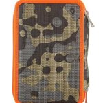 Astuccio 3 Zip Invicta Camou Mimetico Verde Arancione Con Contenuto Matite Pennarelli 0 0