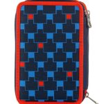 Astuccio 3 Zip Invicta Check Blu Rosso Con Contenuto Matite Pennarelli 0 0