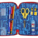 Astuccio 3 Zip Invicta Check Blu Rosso Con Contenuto Matite Pennarelli 0 1