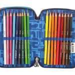 Astuccio 3 Zip Invicta Check Blu Rosso Con Contenuto Matite Pennarelli 0 4