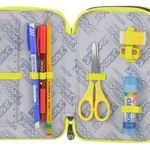 Astuccio 3 Zip Seven Lucky Blu Giallo Con Contenuto Matite Pennarelli 0 1