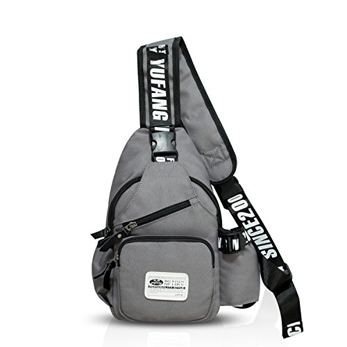 Fandare Mode Sling Bag Monospalla Borse A Spalla Zaino Spalla Borsa A Tracolla Crossbody Bag Borsello Marsupio Zainetto Crossbody Chest Bag Hiking Bag Zaino Uomo Donne Poliestere Grigio 0