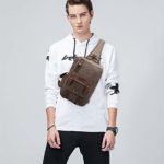 Fandare Sling Bag Monospalla Zaino Spalla Borsa A Tracolla Borsello Marsupio Zainetto Chest Bag Scuola Uomo Donne Tela Army Green 0 1