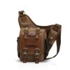 Fandare Vintage Sling Bag Monospalla Zaino Spalla Borsa A Tracolla Crossbody Borsello Marsupio Piccolo Zainetto Scuola Universitari Uomo Donne Tela Cachi 0