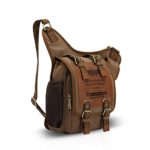 Fandare Vintage Sling Bag Monospalla Zaino Spalla Borsa A Tracolla Crossbody Borsello Marsupio Piccolo Zainetto Scuola Universitari Uomo Donne Tela Cachi 0 2