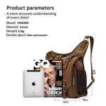 Fandare Vintage Sling Bag Monospalla Zaino Spalla Borsa A Tracolla Crossbody Borsello Marsupio Piccolo Zainetto Scuola Universitari Uomo Donne Tela Cachi 0 4