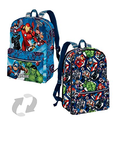 Karactermania The Avengers Powerful Reversible 2 In 1 Backpack Small Zainetto Per Bambini 31 Cm 75 Liters Blu Blue 0