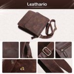 Leathario Borsa Di Vera Pelle Da Uomo A Tracolla Messenger Scuola Ufficio Lavoro Business Marrone 4 0 2