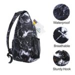 Mosiso Zaino Monospallasling Bag Poliestere Resistente Allacqua Al Petto Spalla Borsa Palestra Fanny Sacco Satchel Escursionismo Allaperto Borsa Per Uomo Donna Viaggi Daypackmarmo Nero 0 2