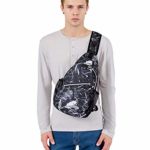 Mosiso Zaino Monospallasling Bag Poliestere Resistente Allacqua Al Petto Spalla Borsa Palestra Fanny Sacco Satchel Escursionismo Allaperto Borsa Per Uomo Donna Viaggi Daypackmarmo Nero 0 5