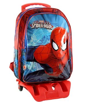 Marvel Spiderman Zaino Scuola Trolley Rimovibile 41x32x14cm Blu Rosso Elementari Medie 0