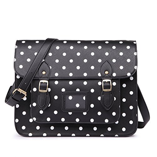 Miss Lulu Marca Vintage A Pois In Finta Pelle Lavoro Ventiquattrore Borsa Sacchetto Di Scuola Borsa Polka Dots Black 0 Miss Lulu Marca Vintage A Pois In Finta Pelle Lavoro Ventiquattrore Borsa Sacchetto Di Scuola Borsa Polka Dots Black 0