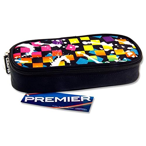 Premier Cancelleria C5615679 Blue Squares Design Campus Ovale Zip Pencil Case 0