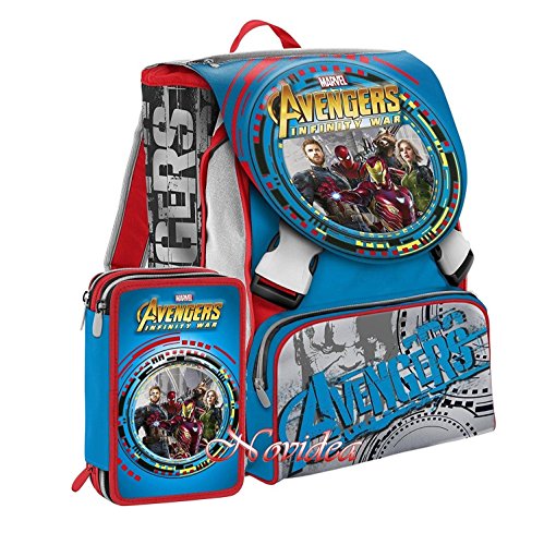 School Pack Zaino Scuola Avengers Infinity War Seven Estensibile Con Gadget Astuccio 3 Zip 0