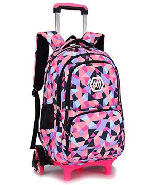 Trolley Scuola Zaino Scuola Per Trolley Bambina Elementare Con Rotolamento Ruote Nero 6 Ruote 0