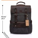 Vaschy Zaino Vintage Zainetto Uomo Zaino Tela In Pelle Universit Borsa Del Libro Ricreative Allaperto Si Adatta Portatile 15 Pollici Grigio Scuro 0 1