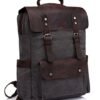 Vaschy Zaino Vintage Zainetto Uomo Zaino Tela In Pelle Universit Borsa Del Libro Ricreative Allaperto Si Adatta Portatile 15 Pollici Grigio Scuro 0