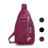 Veriya Borsa A Tracolla Monospalla Casual Impermeabile Con Porta Per Cuffie Per Viaggio Trekking Ciclismo Per Uomo Donna Ragazza Dark Purple 0