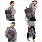 Y Double Vintage Tela Zaino Esterni Viaggi Zaino Scuola Borsa A Tracolla Zaino In Pelle Tela Vera Pelle Fit Ipad E 15 Laptop Backpack Per Uomo E Donna 0 5