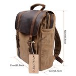 Y Double Vintage Tela Zaino Esterni Viaggi Zaino Scuola Borsa A Tracolla Zaino In Pelle Tela Vera Pelle Fit Ipad E 15 Laptop Backpack Per Uomo E Donna Cachi 0 1