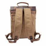 Y Double Vintage Tela Zaino Esterni Viaggi Zaino Scuola Borsa A Tracolla Zaino In Pelle Tela Vera Pelle Fit Ipad E 15 Laptop Backpack Per Uomo E Donna Cachi 0 2