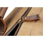 Y Double Vintage Tela Zaino Esterni Viaggi Zaino Scuola Borsa A Tracolla Zaino In Pelle Tela Vera Pelle Fit Ipad E 15 Laptop Backpack Per Uomo E Donna Cachi 0 4