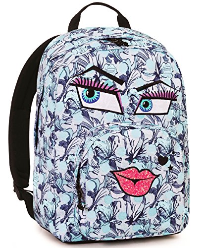 Zaino Invicta Ollie Pack Face Fantasy 25 Lt Azzurro Tasca Per Portatile E Tablet 0