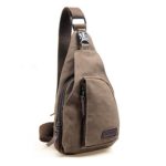 Zaino Monospalla Borsa A Tracolla Tela Borsello Petto Uomo Donna Sling Bag Chest Bag Per Gli Sport Esterni Di Viaggio Marrone 0