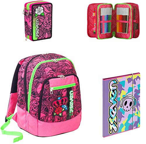 Zaino Scuola Advanced Seven Roses Girl Rosa Astuccio Cartellina A4 0