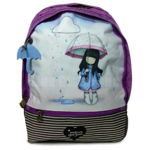 Zaino Scuola Americano Double Gorjuss Stripes Fucsia Bianco Scuola 201314 330gj01 0