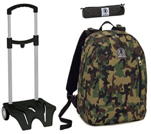Zaino Twist Invicta Easy Trolley Portapenne Verde Camouflage Scuola Tempo Libero 26 Lt 0
