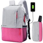 Zaino Da Scuola Super Moderno Unisex In Nylon E Astuccio Per Penne Con Porta Caricatore Usb Adatto Per Laptop Da 14 Pollici Per Ragazzi E Ragazze Donna Rosa L 0