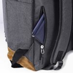 Zaino Per Uomo E Donna Casual Per Scuola Universit E Ufficio Porta Laptop Fino A 156 Pollici Cartella Con Tasca Frontale Grigio Con Dettagli In Camoscio Marrone 45x32x17 Cm Perletti 0 4