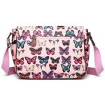 Borsa A Tracolla Cartella Miss Lulu Cerata Con Fantasia Floreale Pois Gufi Teschi Farfalle E Altri Ancora Ideale Per La Scuola Sintetico Media Rosa Con Farfalle 0 1