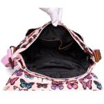 Borsa A Tracolla Cartella Miss Lulu Cerata Con Fantasia Floreale Pois Gufi Teschi Farfalle E Altri Ancora Ideale Per La Scuola Sintetico Media Rosa Con Farfalle 0 3