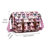 Borsa A Tracolla Cartella Miss Lulu Cerata Con Fantasia Floreale Pois Gufi Teschi Farfalle E Altri Ancora Ideale Per La Scuola Sintetico Media Rosa Con Farfalle 0 5