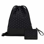 Leapop Sacca Hipster Vela Panno Sport Tasche Sacchetto Sacco Pois Stampa Gym Sportivo Sacchetto Zaino Con Tasca Interna E Portachiavi Monete Boersen 0