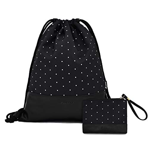 Leapop Sacca Hipster Vela Panno Sport Tasche Sacchetto Sacco Pois Stampa Gym Sportivo Sacchetto Zaino Con Tasca Interna E Portachiavi Monete Boersen 0