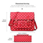 Miss Lulu Cartella Vintage Con Design A Pois In Ecopelle Per Lavoro O Per La Scuola Borsa Satchel Rosso 0 5