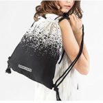 Yfbear Sacca Sportiva Moda In Bianco E Nero A Strisce Coulisse Zaino 0 3