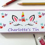 Tigerlilyprints Astuccio In Latta Con Testa Di Unicorno Scatola Di Latta Per Bambini Personalizzabile Regalo Di Compleanno Per Bambini 0 0