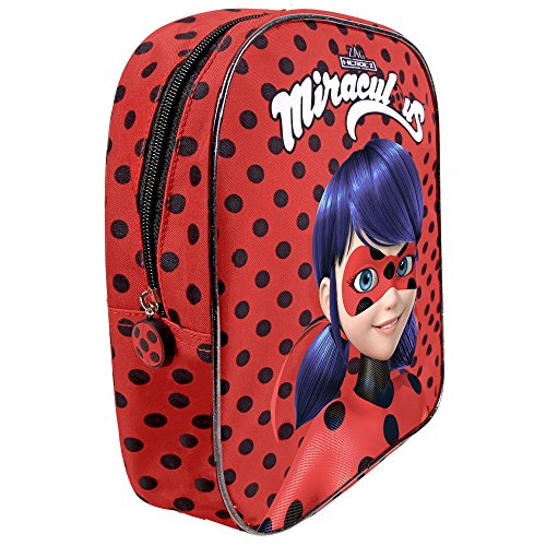 Miraculous Ladybug Zainetto Asilo Bambina Zaino A Pois Rosso E Nero Bimba Le Storie Di Lady Bug E Chat Noir 30x24x10 Cm Perletti 0
